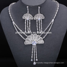 fashion Wedding Statement Necklace CZ Crystal Crazy Big Heavy Luxury Women Party Earrings necklace set